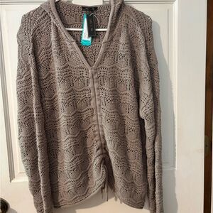 NWT Light Taupe Open-Knit Hooded Cardigan Sweater from Stitch Fix